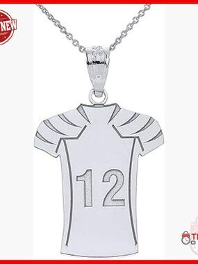 Sterling Silver Personalized Football Jersey Charm Necklace, 22" Chain